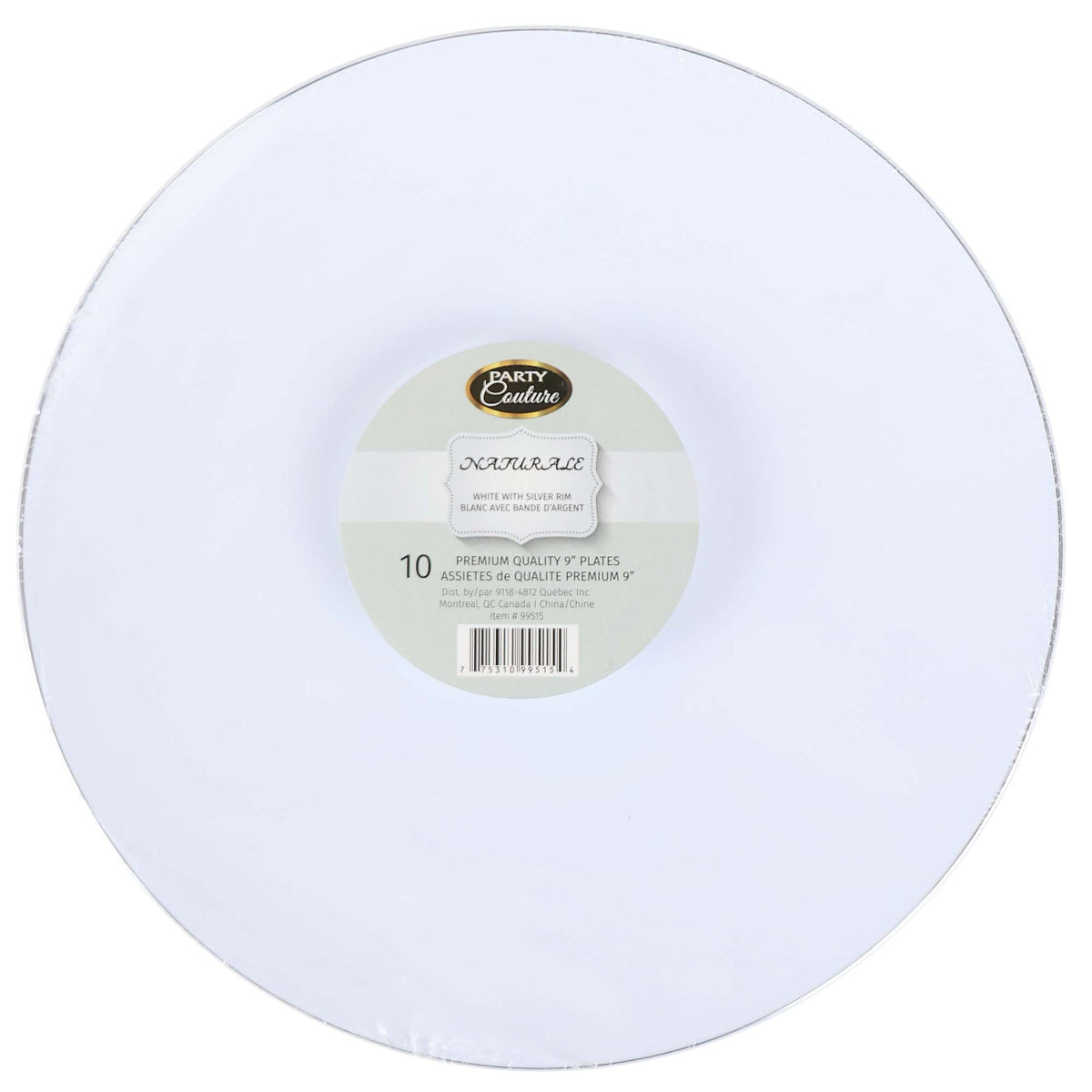 MADISON IMPORTS Disposable-Plasticware White Premium Quality Round Plates with Silver Rim, 9 Inches, 10 Count 775310995154