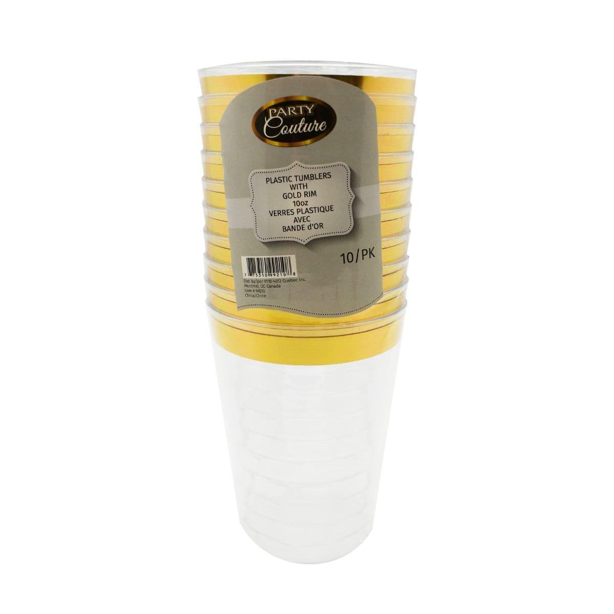 Buy Plasticware Clear Tumblers 10 Oz. 10/pkg - Gold Rim sold at Party Expert