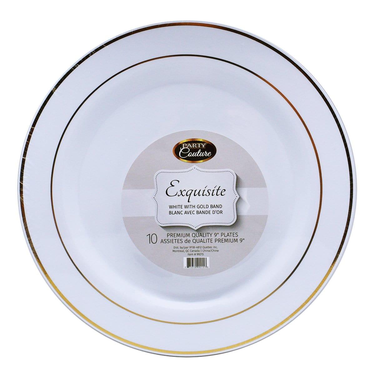 Buy Plasticware Exquisite Plates 9 in White with Gold Stripes 10/pkg sold at Party Expert