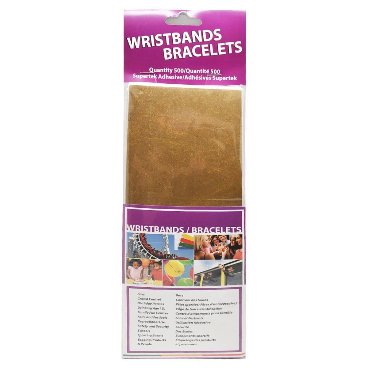 Buy Party Supplies Wristband Supertek 3/4 in. 500 Per Package - Gold sold at Party Expert