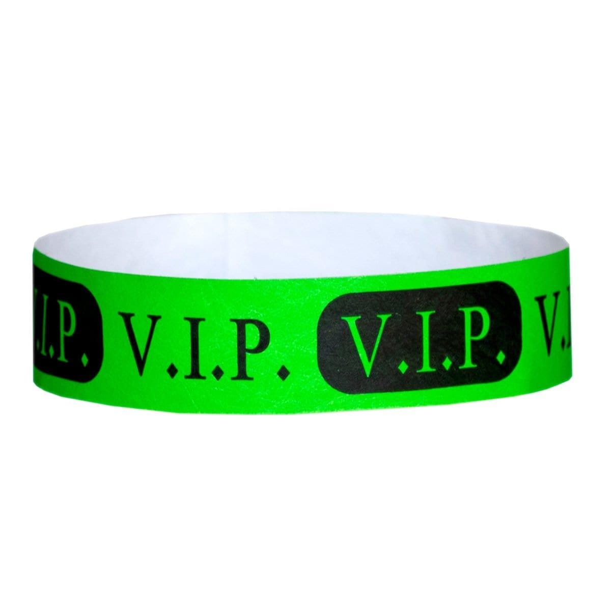Buy Party Supplies Wristband Supertek 3/4in Vip Neon Lime 100 Pkg. sold at Party Expert