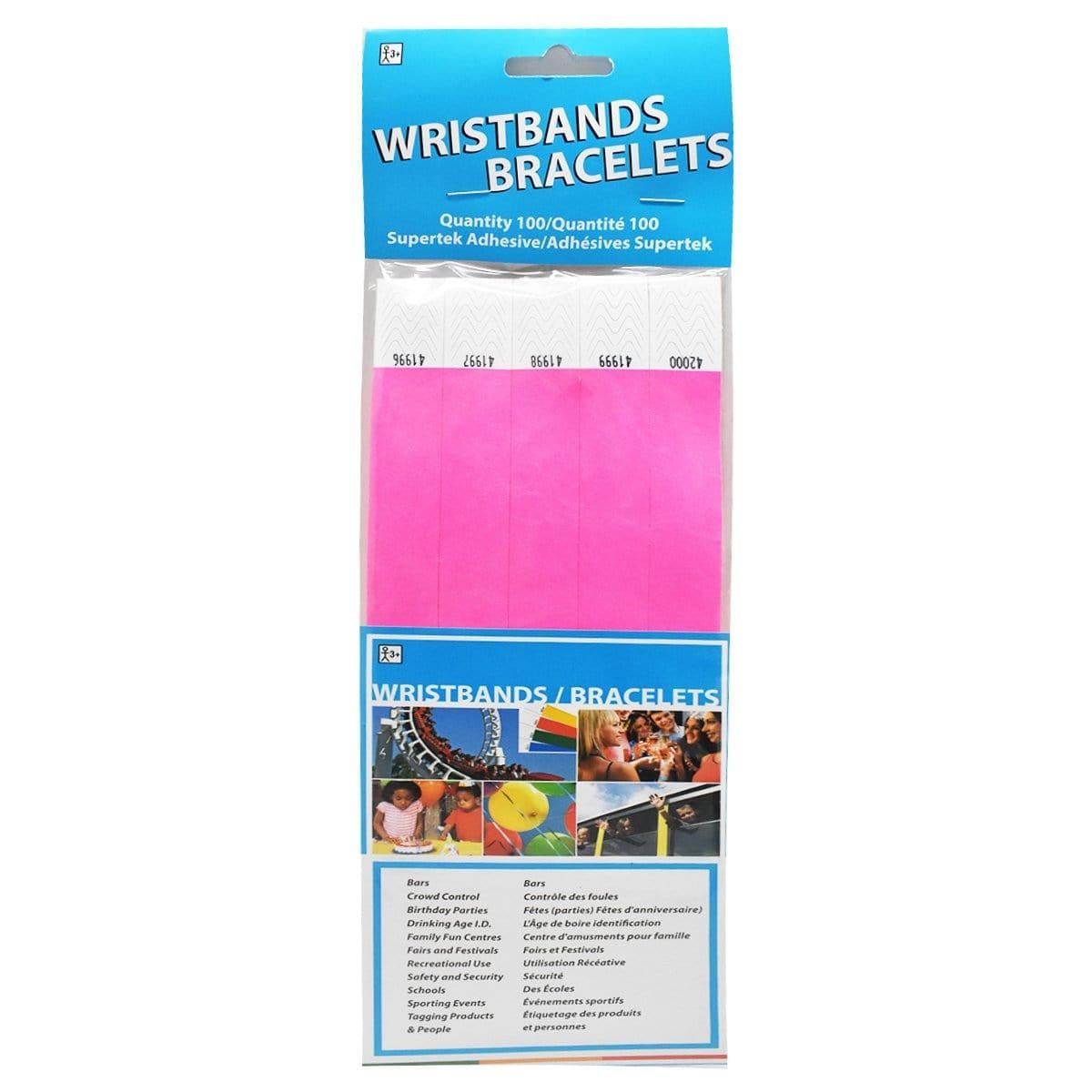 Buy Party Supplies Wristband Supertek - Neon Pink 3/4 in. 100 Per Package sold at Party Expert