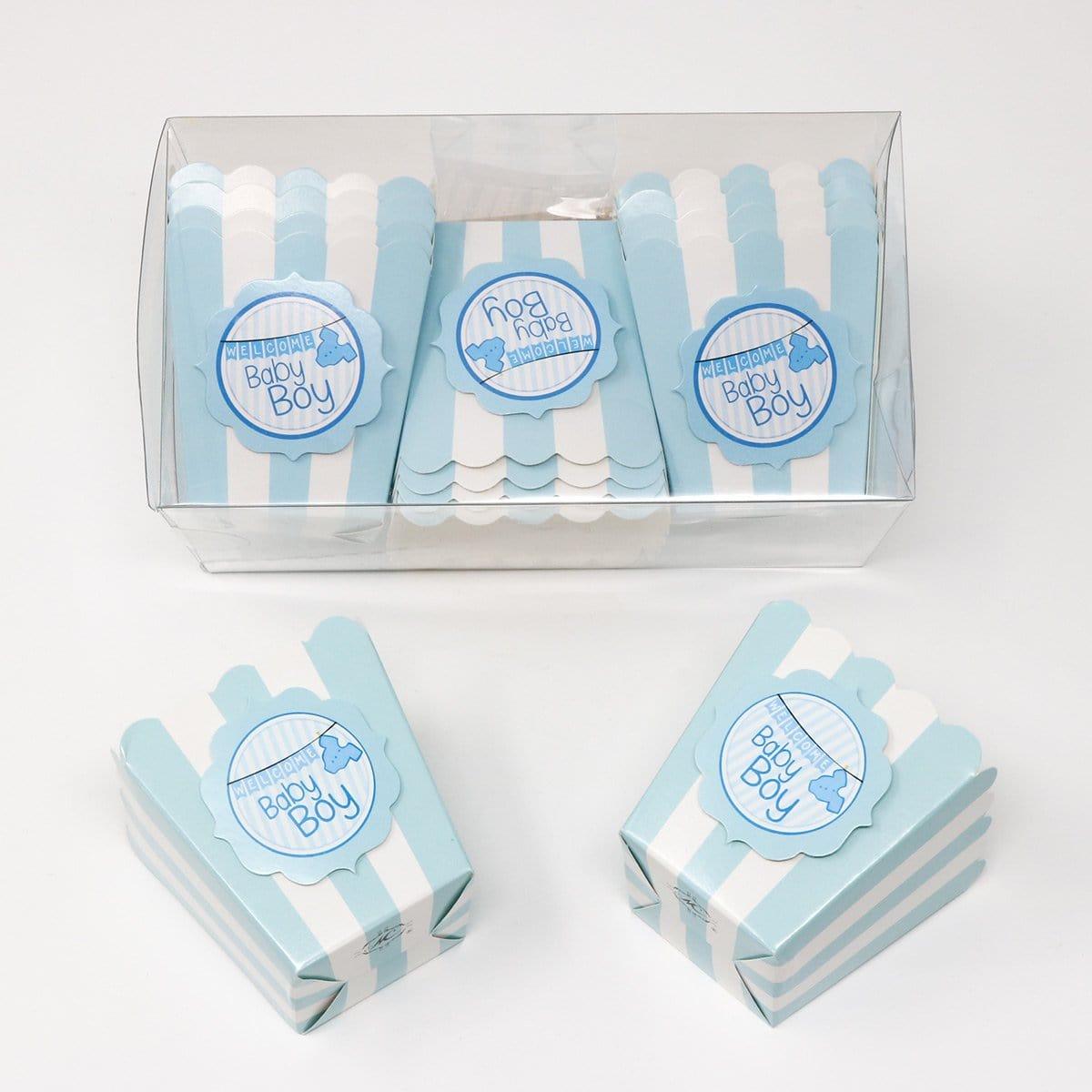 Buy Baby Shower Baby boy favor boxes, 12 per package sold at Party Expert