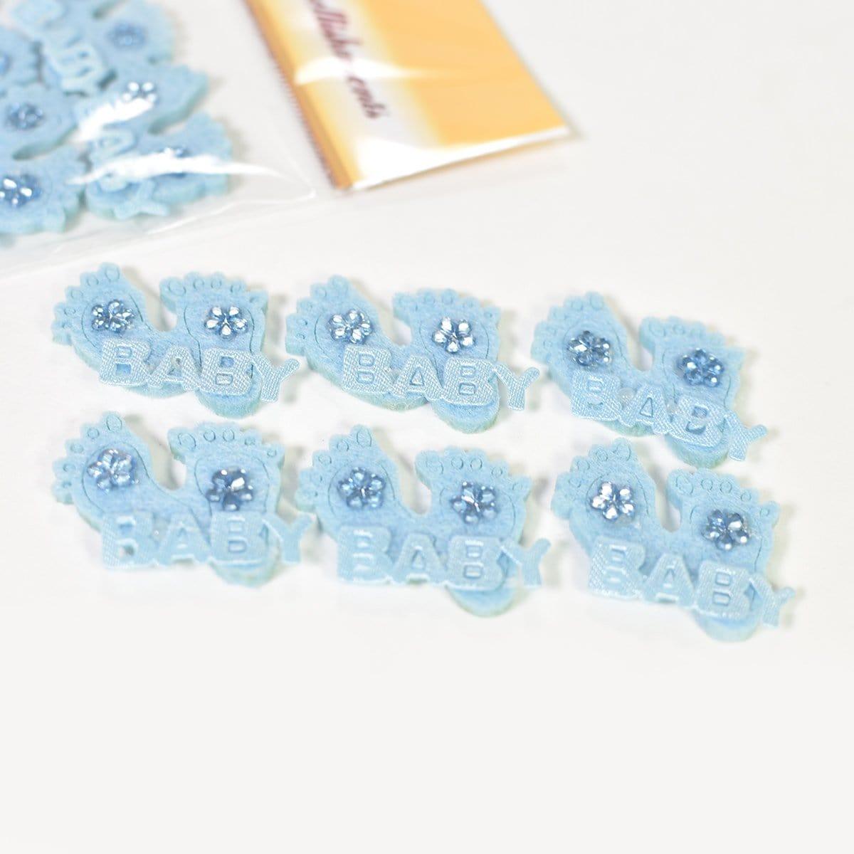 Buy Baby Shower Blue felt baby feet embellishments, 6 per package sold at Party Expert