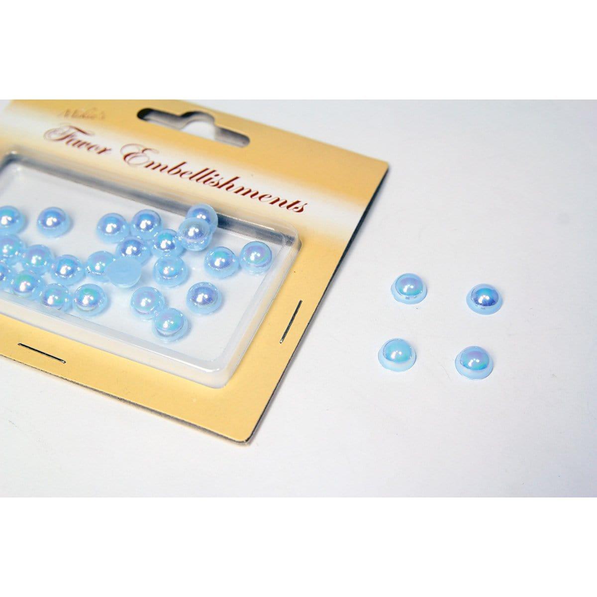Buy Baby Shower Blue half pearl embellishments, 25 per package sold at Party Expert