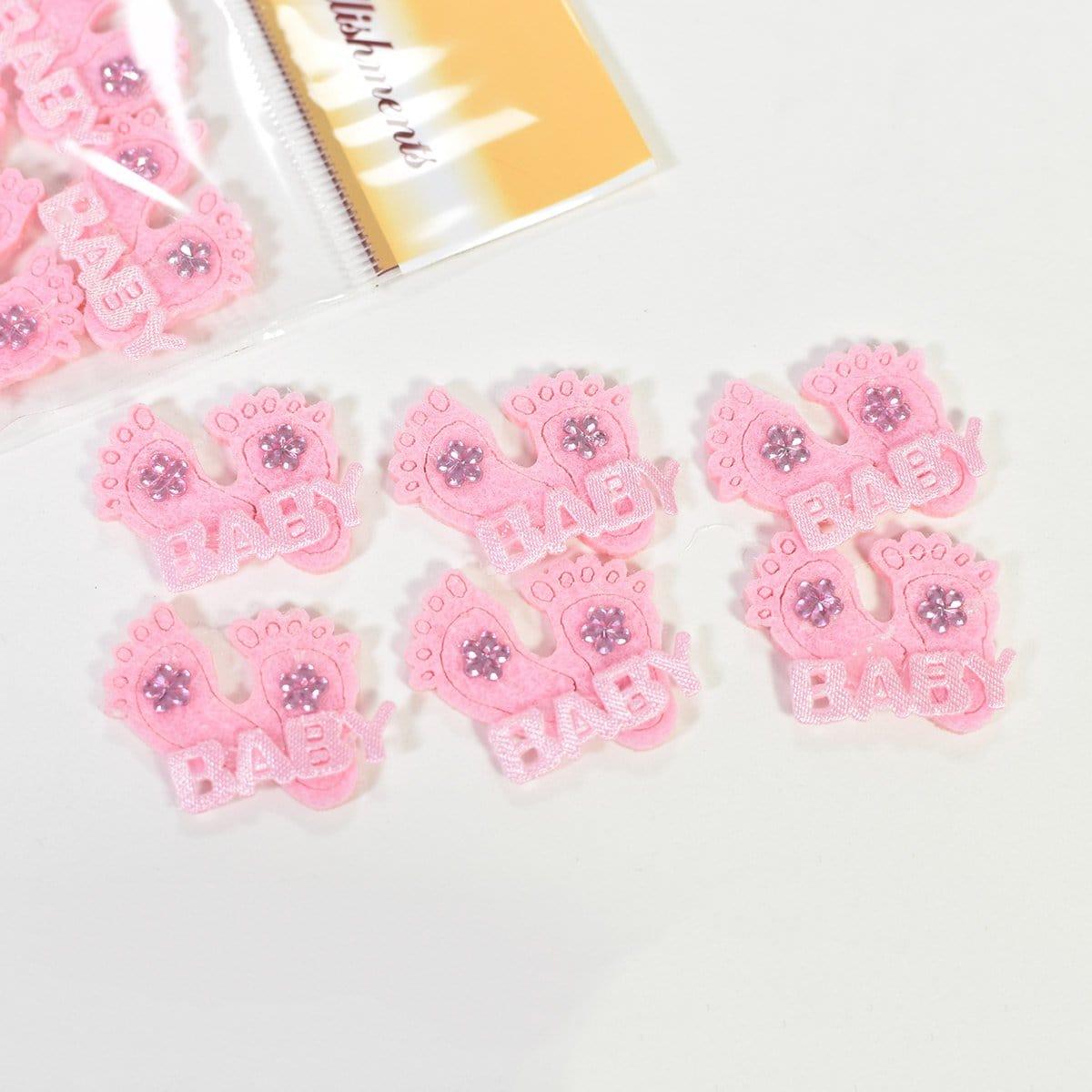 Buy Baby Shower Pink felt baby feet embellishments, 6 per package sold at Party Expert