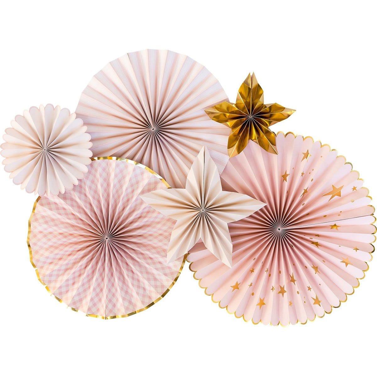 Buy Baby Shower Pink and Gold Paper Fan for Baby Shower sold at Party Expert
