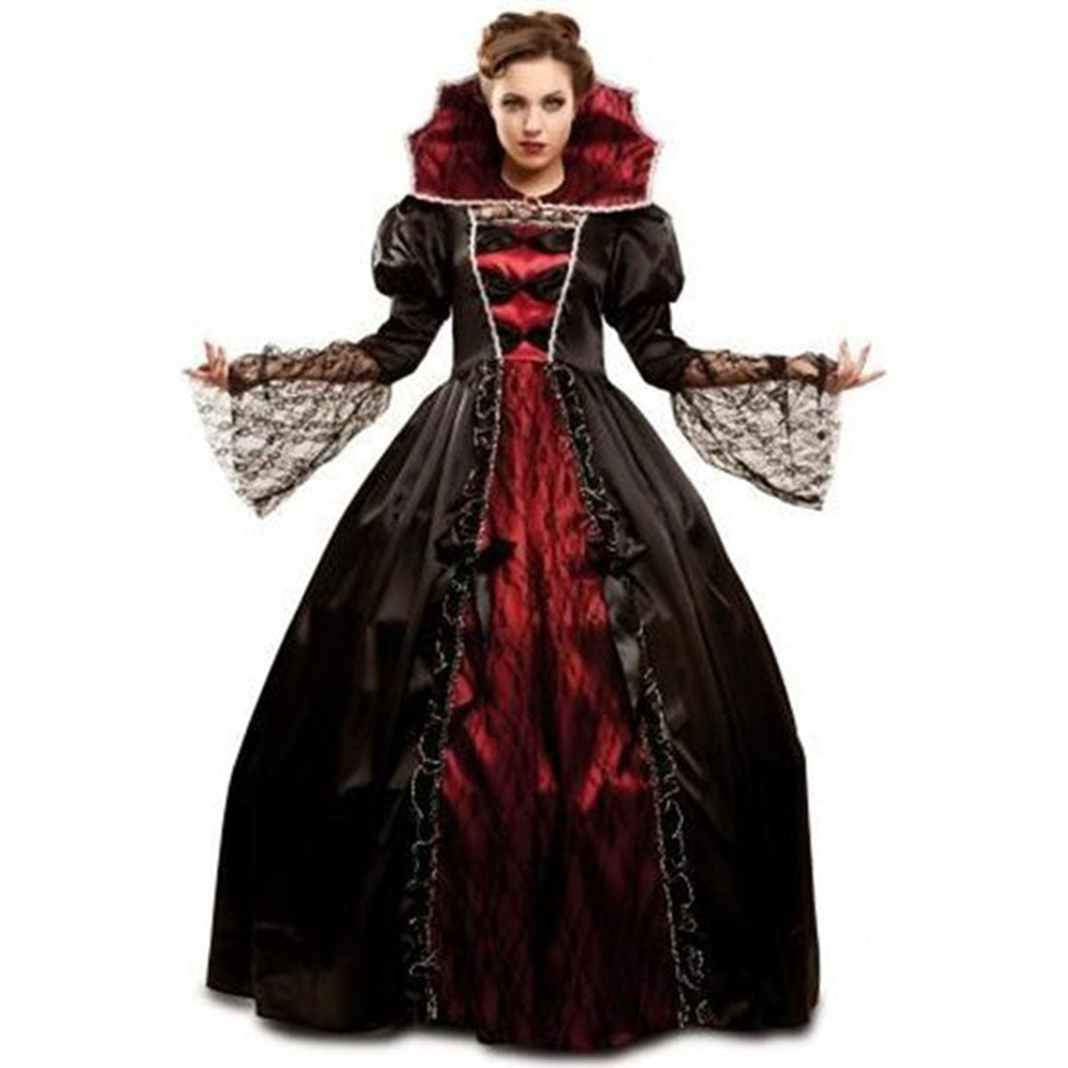 Vampire Deluxe Costume for Adults, Black and Red long Dress – Party Expert