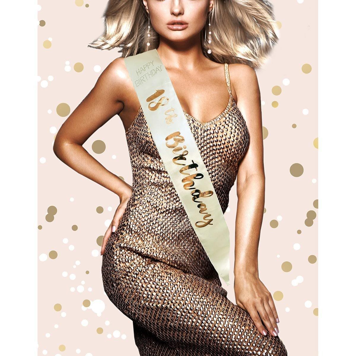 Buy Age Specific Birthday Rose Gold Birthday Sash - 18th sold at Party Expert