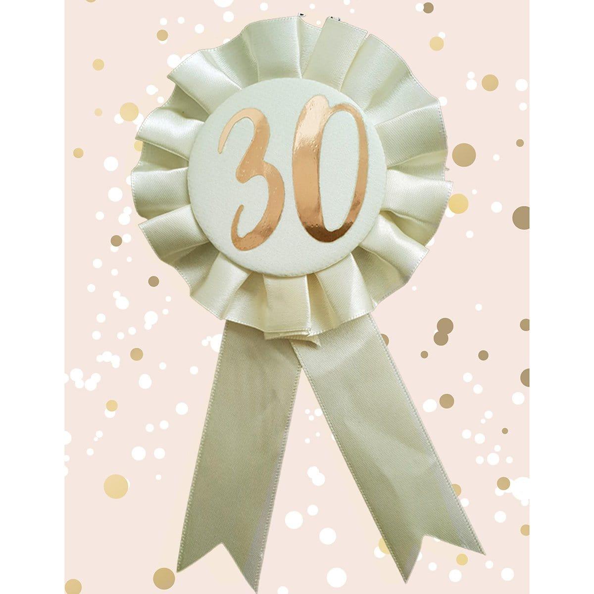 Buy Age Specific Birthday Rosette Badge Rose Gold - 30th sold at Party Expert