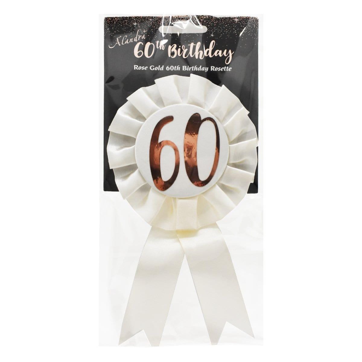 Buy Age Specific Birthday Rosette Badge Rose Gold - 60th sold at Party Expert