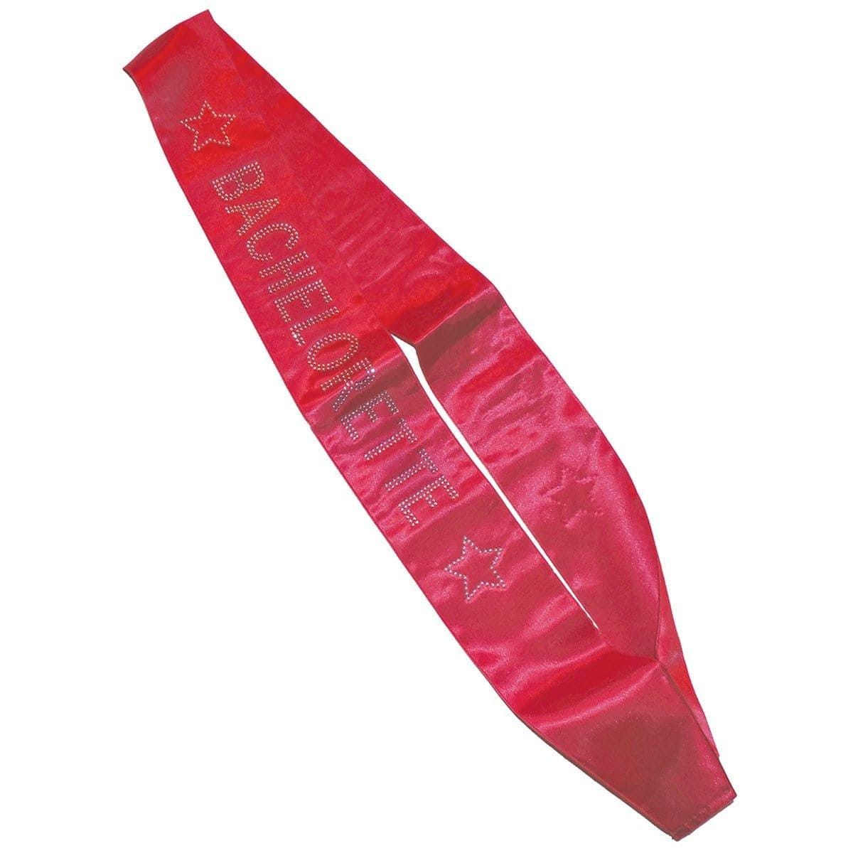 Buy Bachelorette Hot pink Bachelorette sash with rhinestones sold at Party Expert