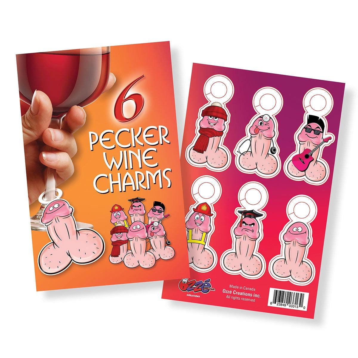 OZZE Bachelorette Bachelorette Party Pecker Wine Charms, 6 Count