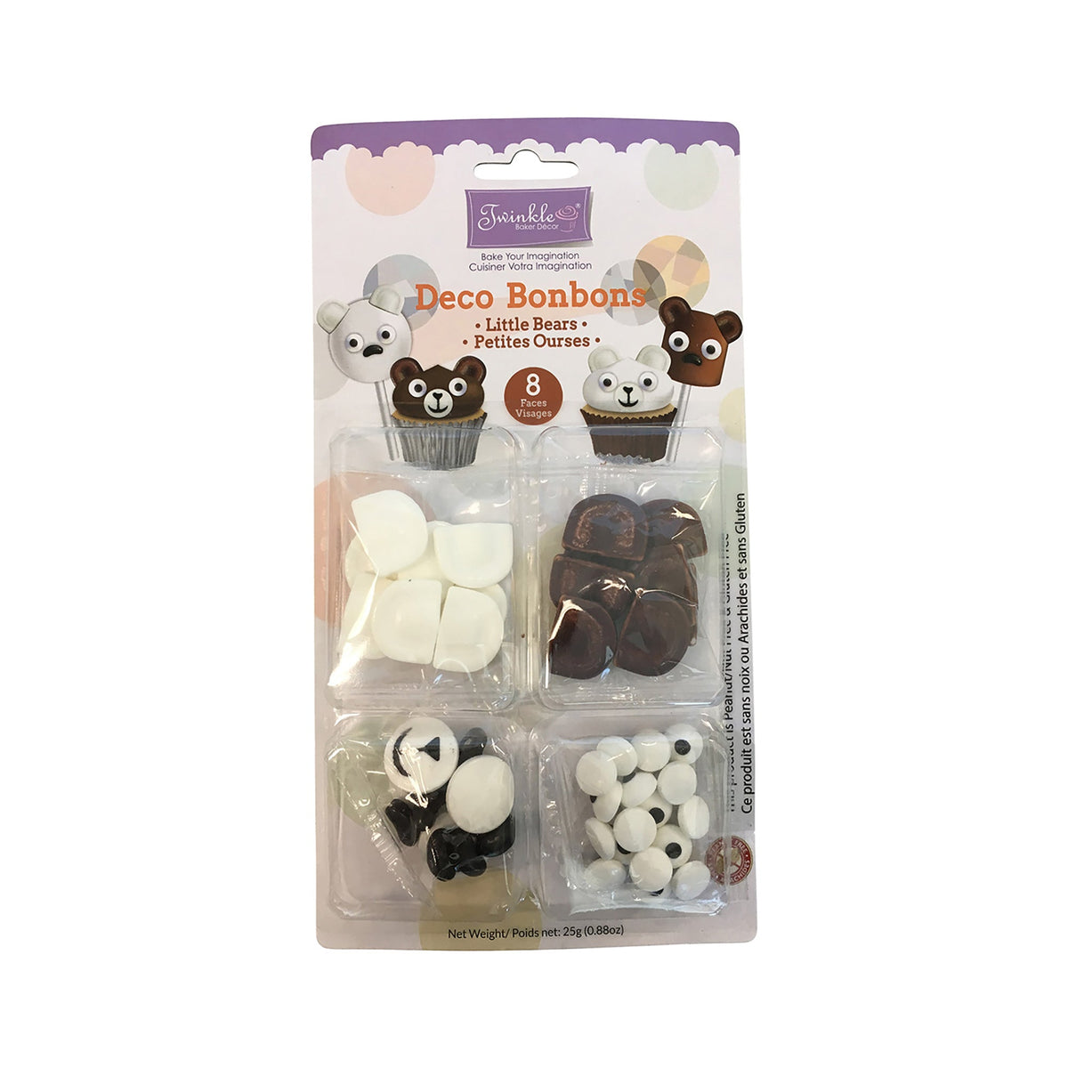 EXCLUSIVE CANDY & NOVELTY DISTRIBUTING LTD Cake Supplies Candy Bears Cupcake Decorations Set, 25 g, 1 Count