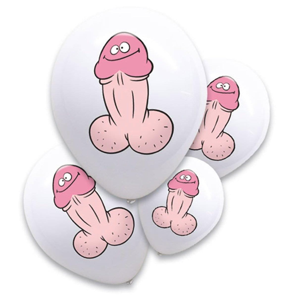 Buy Bachelorette White pecker latex balloons 12 inches, 6 per package sold at Party Expert