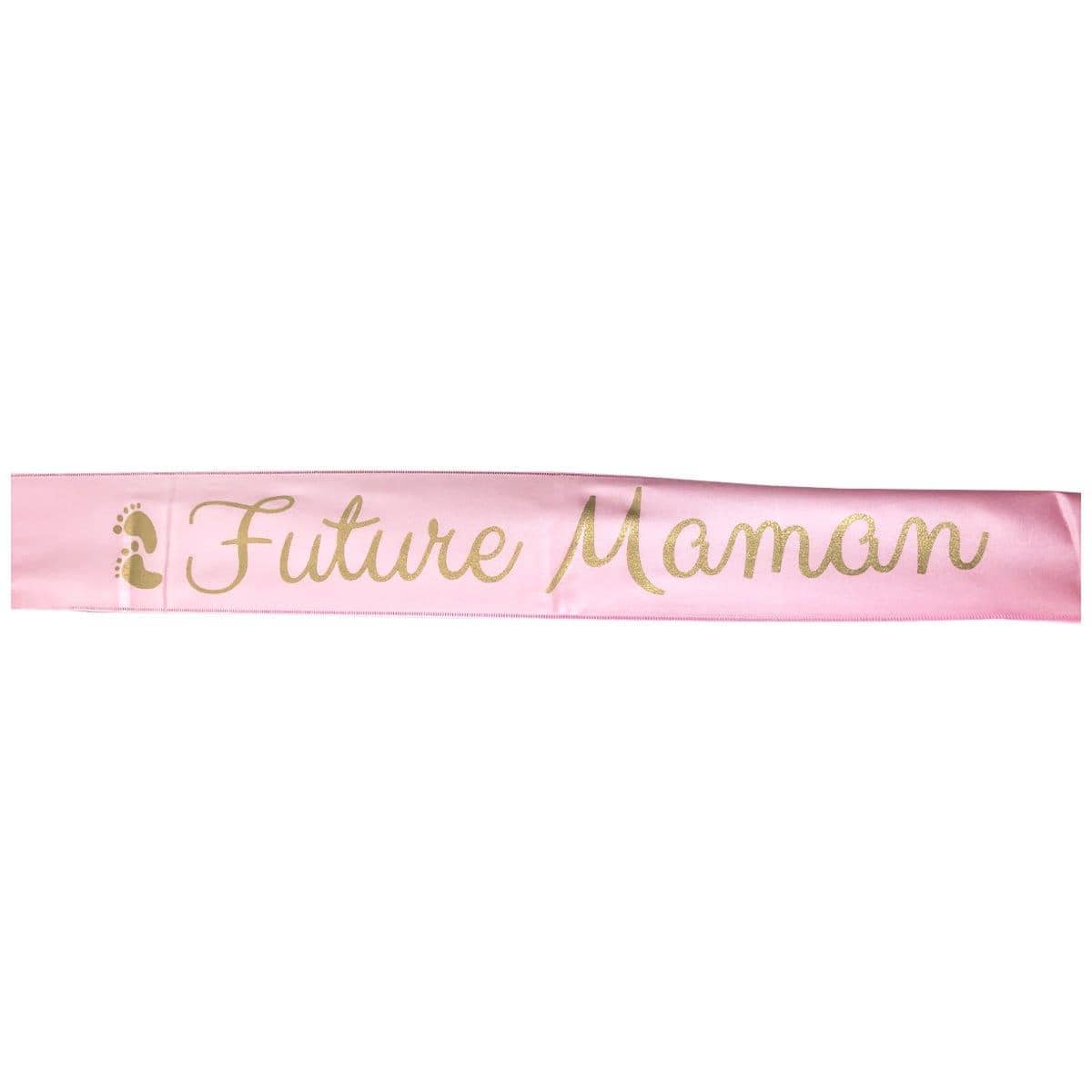 Buy Baby Shower Future Maman pink baby shower sash sold at Party Expert