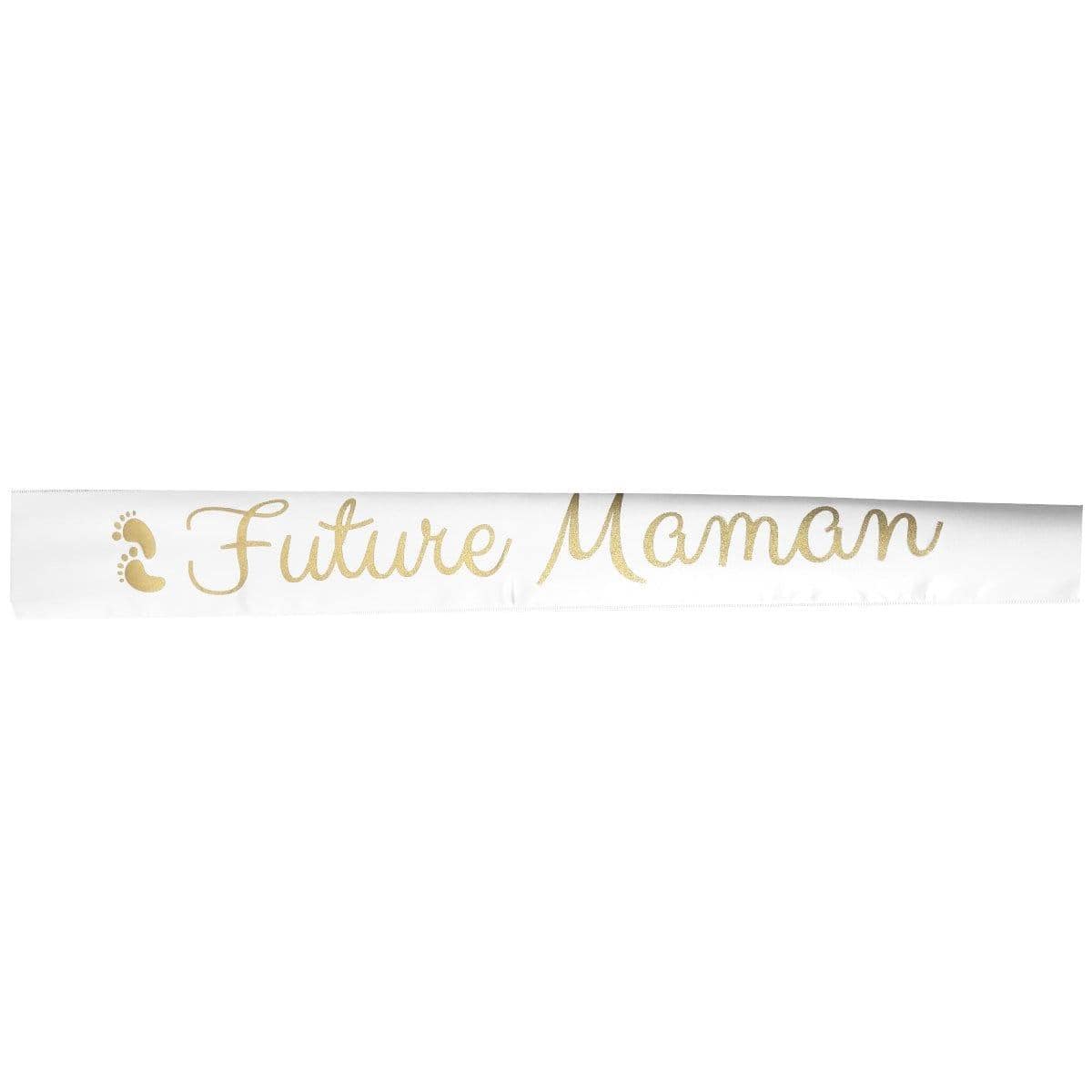 Buy Baby Shower Future Maman white baby shower sash sold at Party Expert