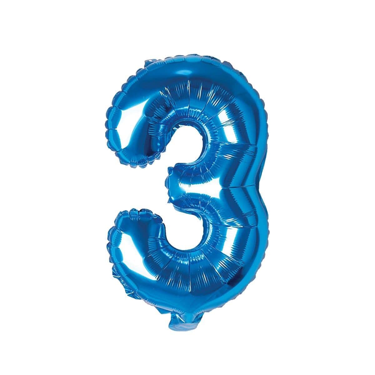 Buy Balloons Blue Number 3 Foil Balloon, 16 Inches sold at Party Expert