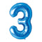 Buy Balloons Blue Number 3 Foil Balloon, 34 Inches sold at Party Expert