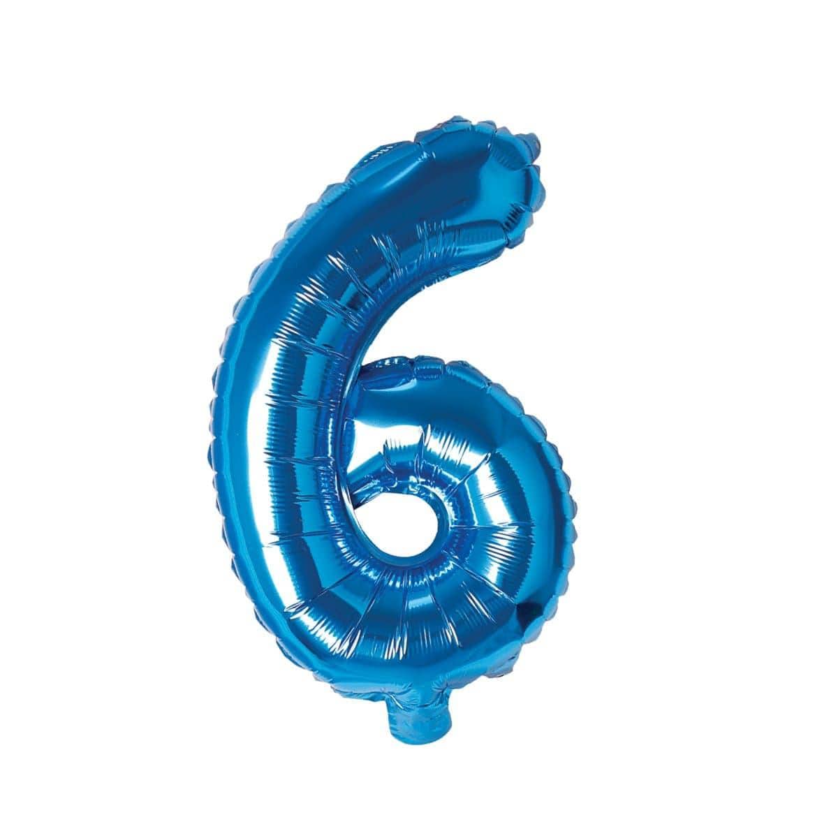 Buy Balloons Blue Number 6 Foil Balloon, 16 Inches sold at Party Expert