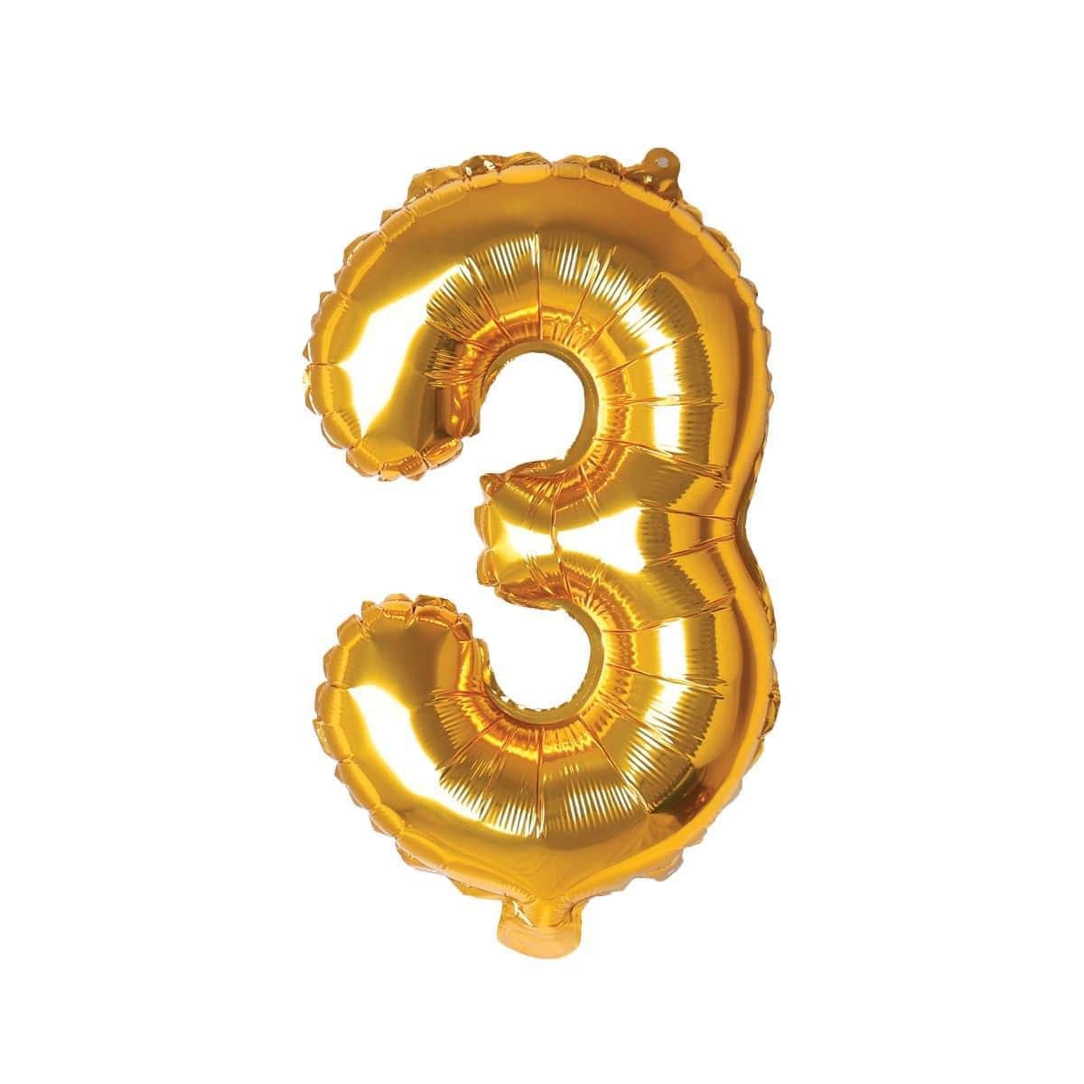 Buy Balloons Gold Number 3 Foil Balloon, 16 Inches sold at Party Expert