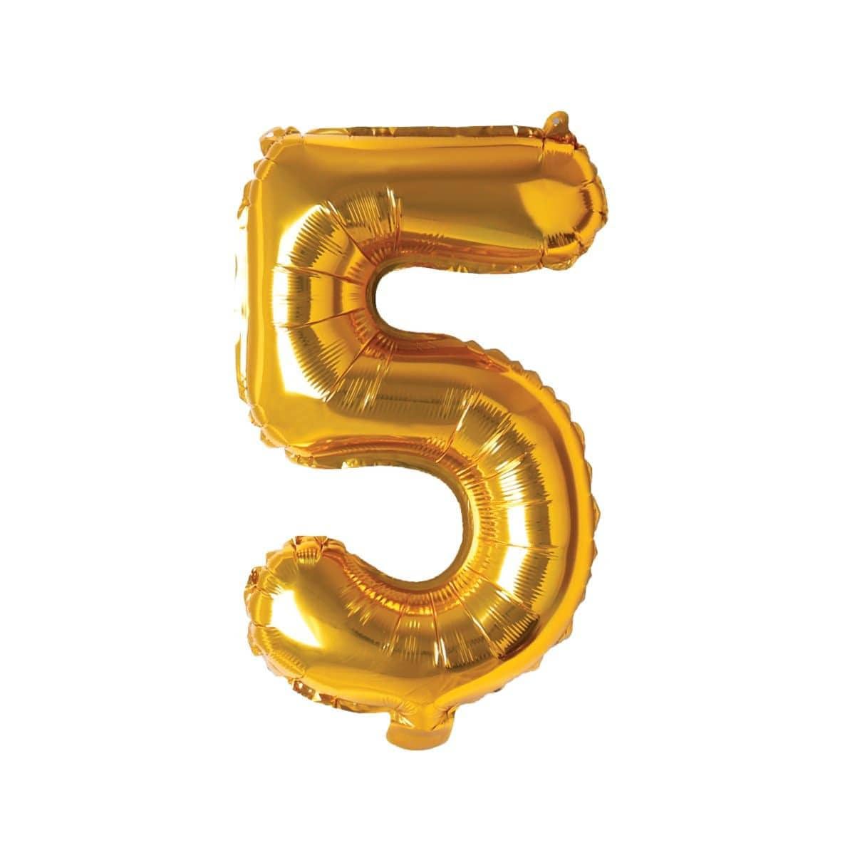 Buy Balloons Gold Number 5 Foil Balloon, 16 Inches sold at Party Expert