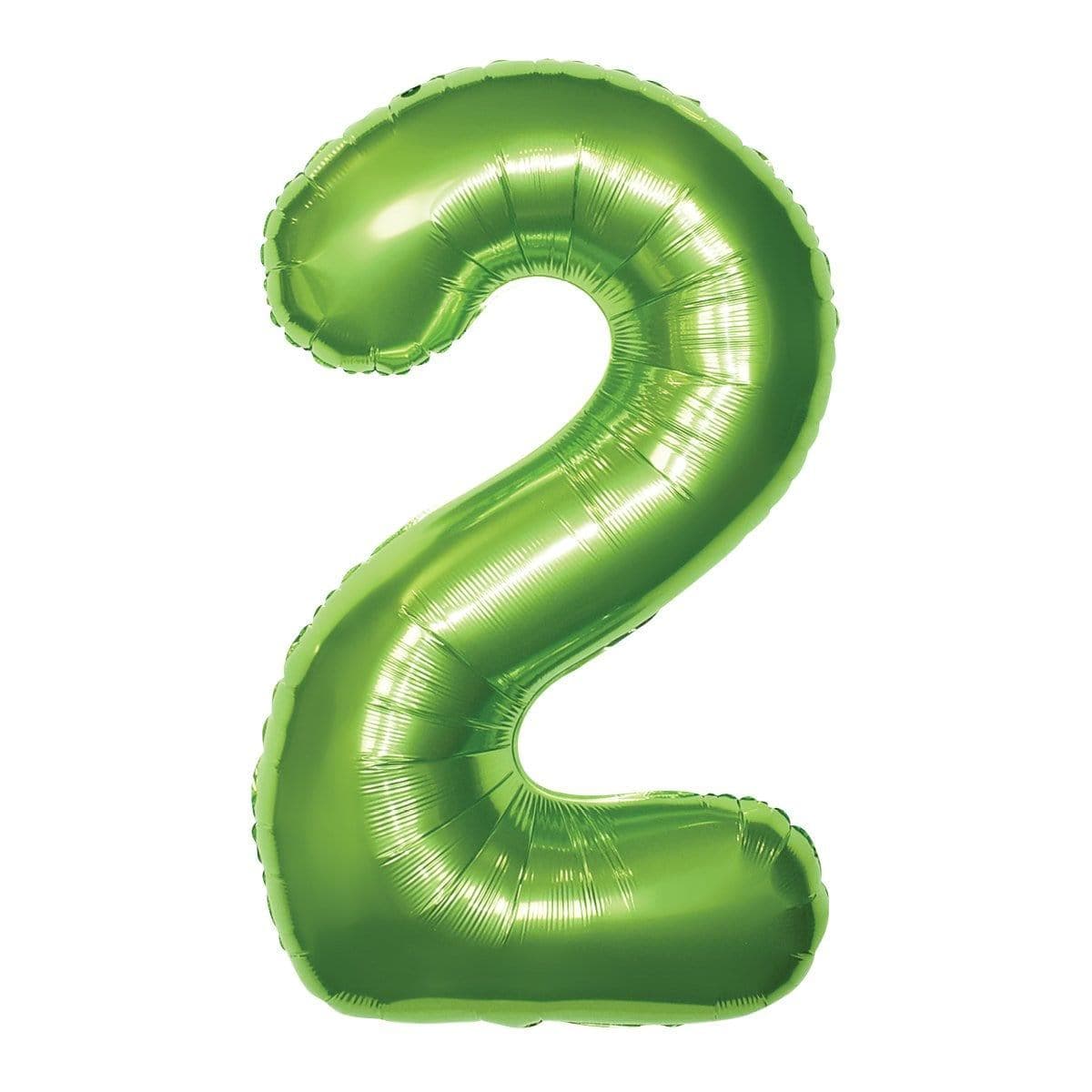 Buy Balloons Lime Green Number 2 Foil Balloon, 34 Inches sold at Party Expert