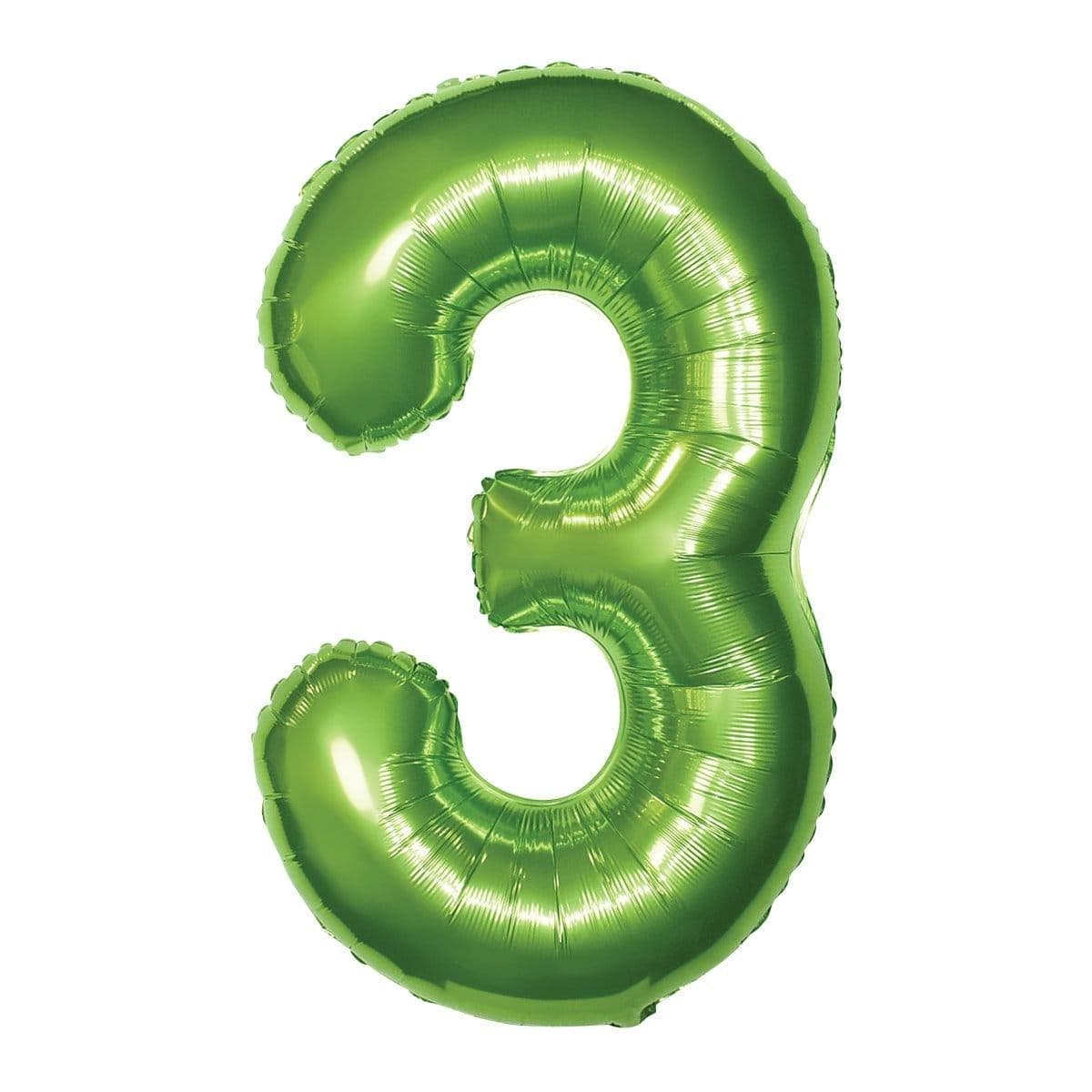 Buy Balloons Lime Green Number 3 Foil Balloon, 34 Inches sold at Party Expert