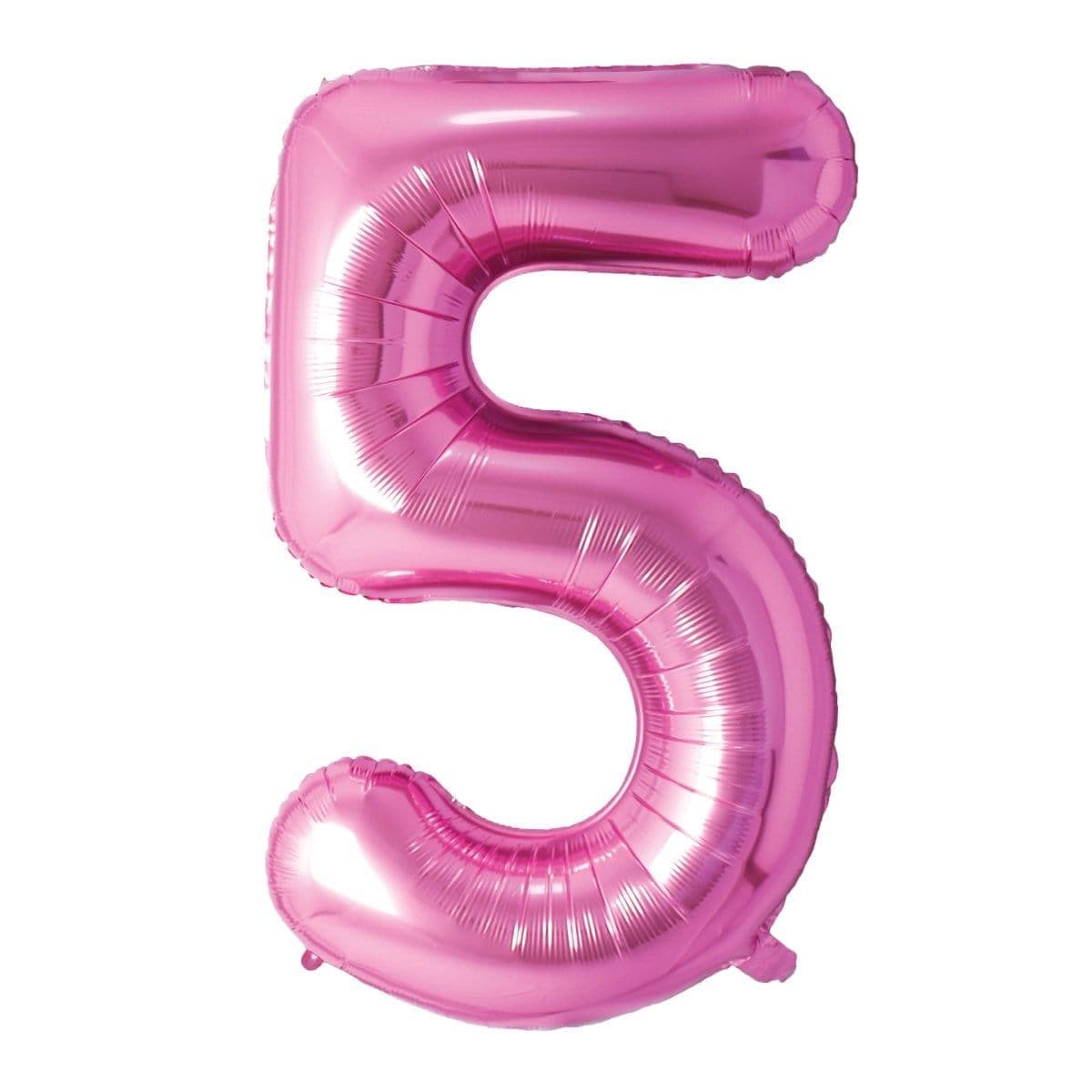 Buy Balloons Pink Number 5 Foil Balloon, 34 Inches sold at Party Expert