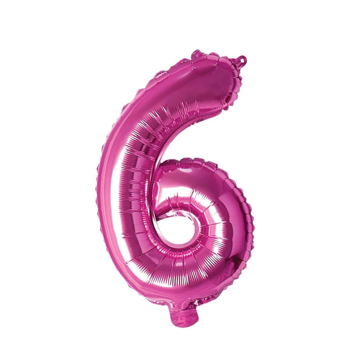 Buy Balloons Pink Number 6 Foil Balloon, 16 Inches sold at Party Expert
