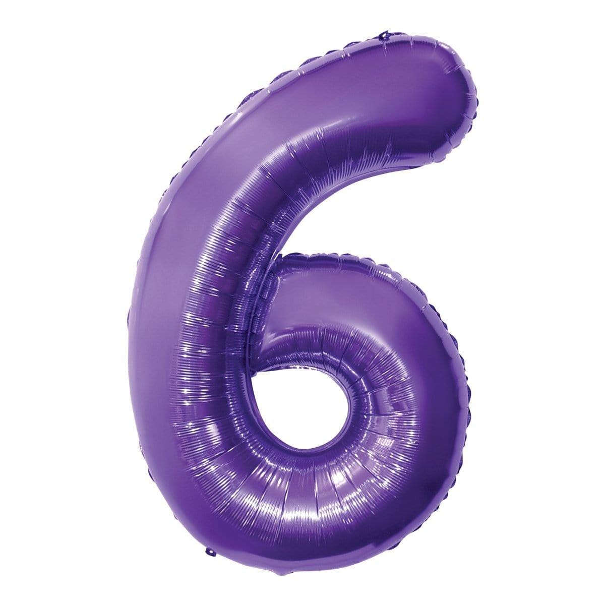 Buy Balloons Purple Number 6 Foil Balloon, 34 Inches sold at Party Expert