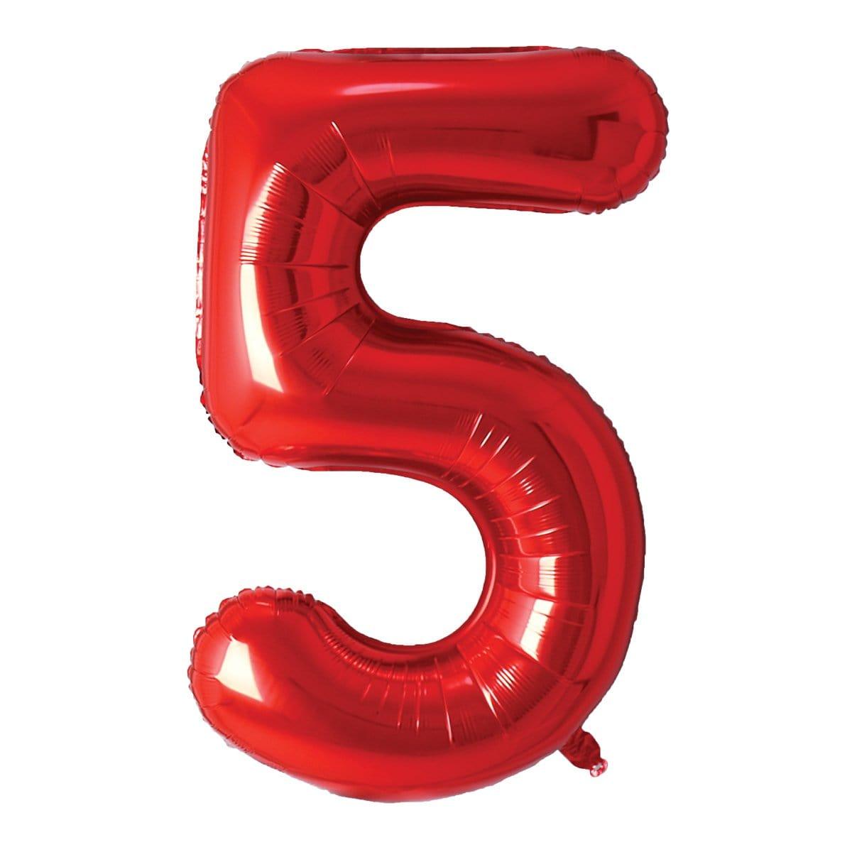 Buy Balloons Red Number 5 Foil Balloon, 34 Inches sold at Party Expert
