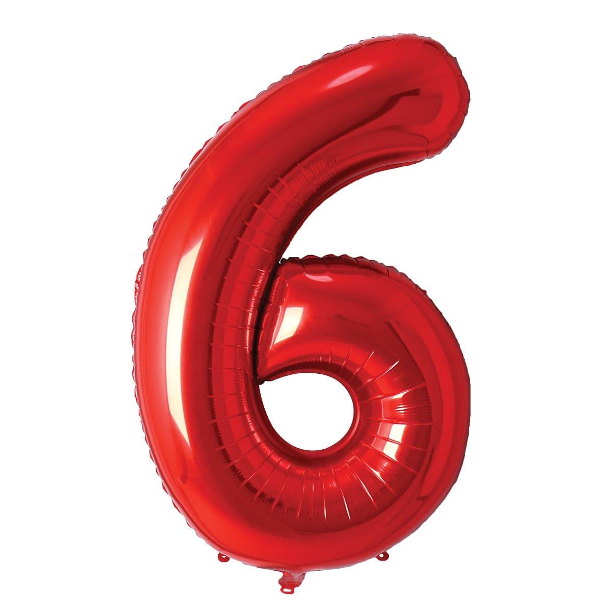 Buy Balloons Red Number 6 Foil Balloon, 34 Inches sold at Party Expert