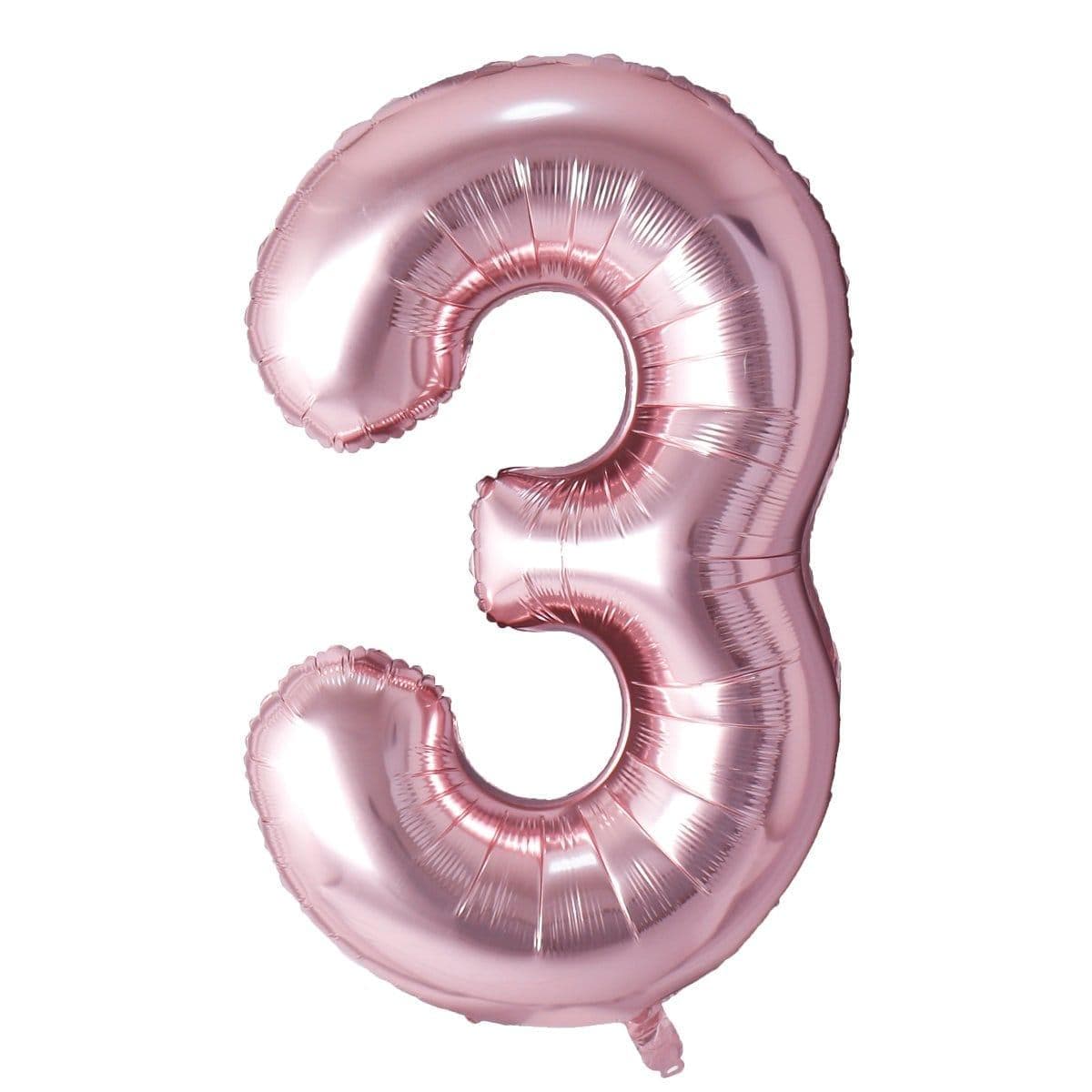 Buy Balloons Rose Gold Number 3 Foil Balloon, 34 Inches sold at Party Expert