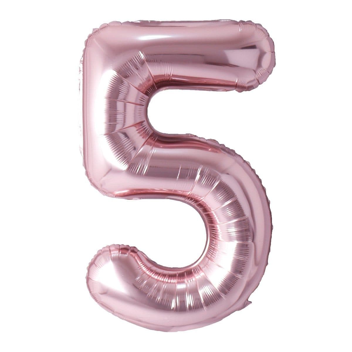 Buy Balloons Rose Gold Number 5 Foil Balloon, 34 Inches sold at Party Expert