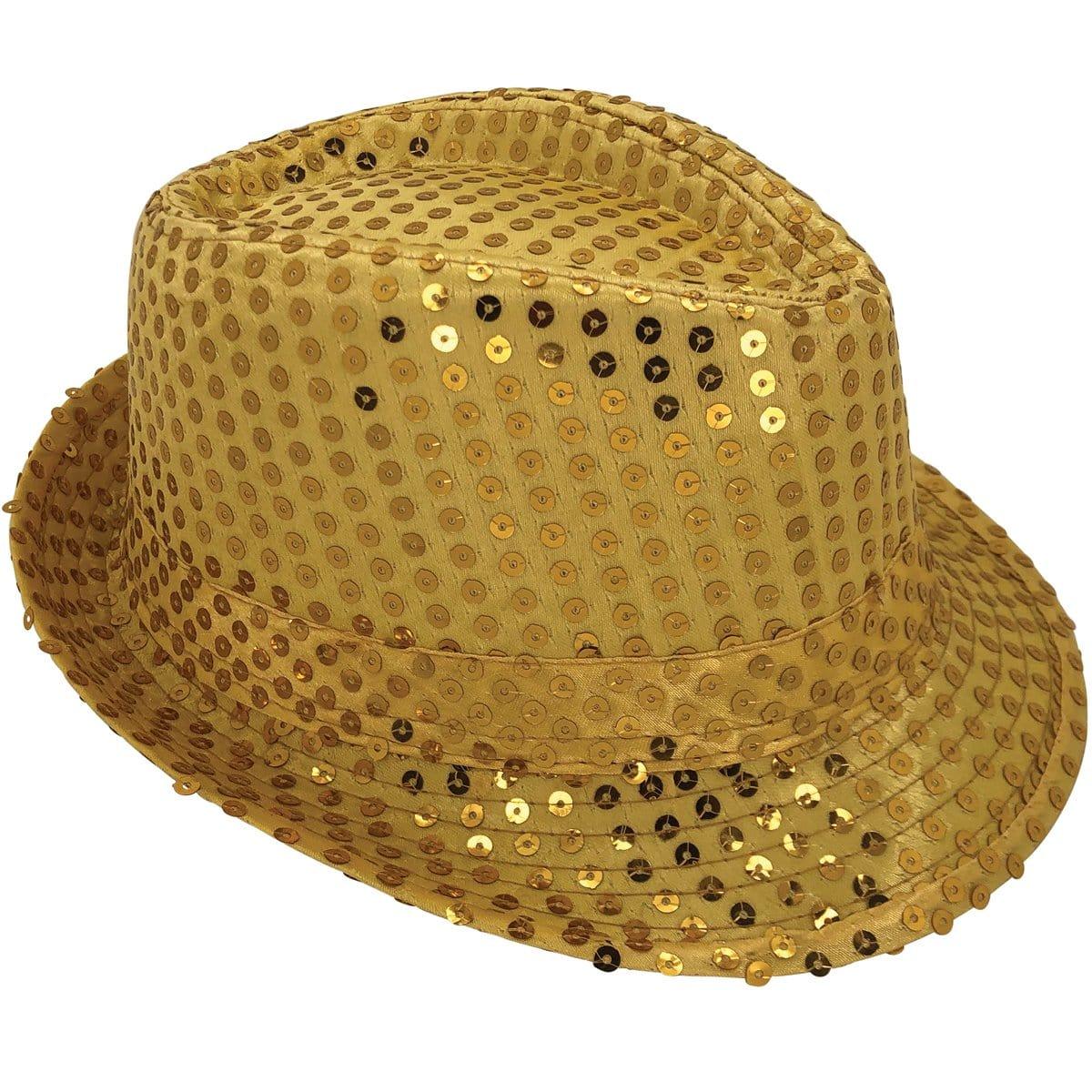 Buy Costume Accessories Gold sequin fedora hat for kids sold at Party Expert