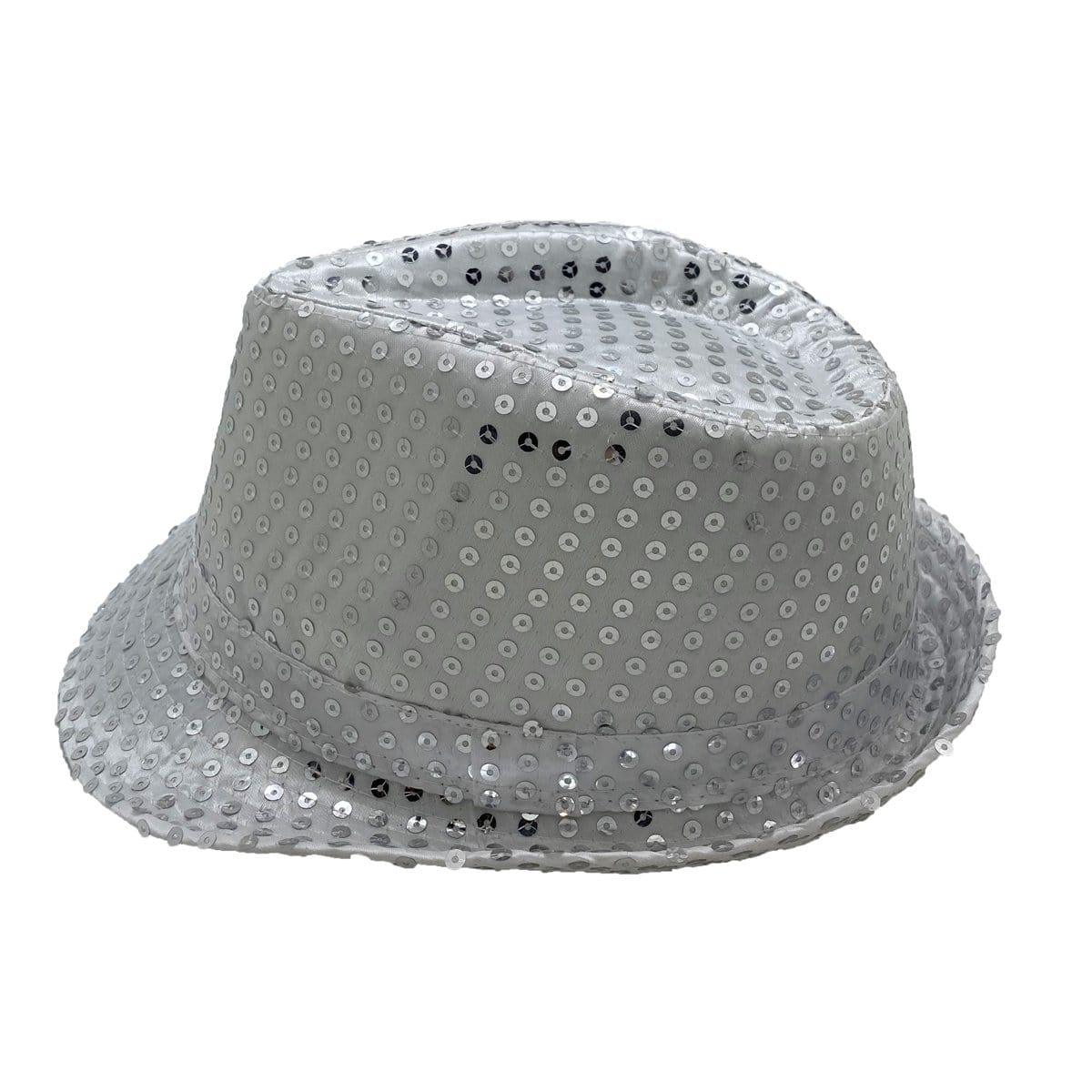 Sequin Trilby Hat Adult Silver