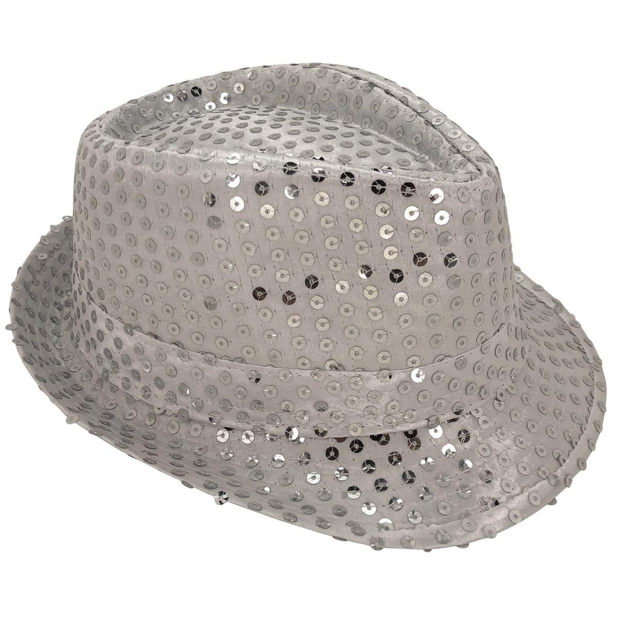 Buy Costume Accessories Silver sequin fedora hat for kids sold at Party Expert