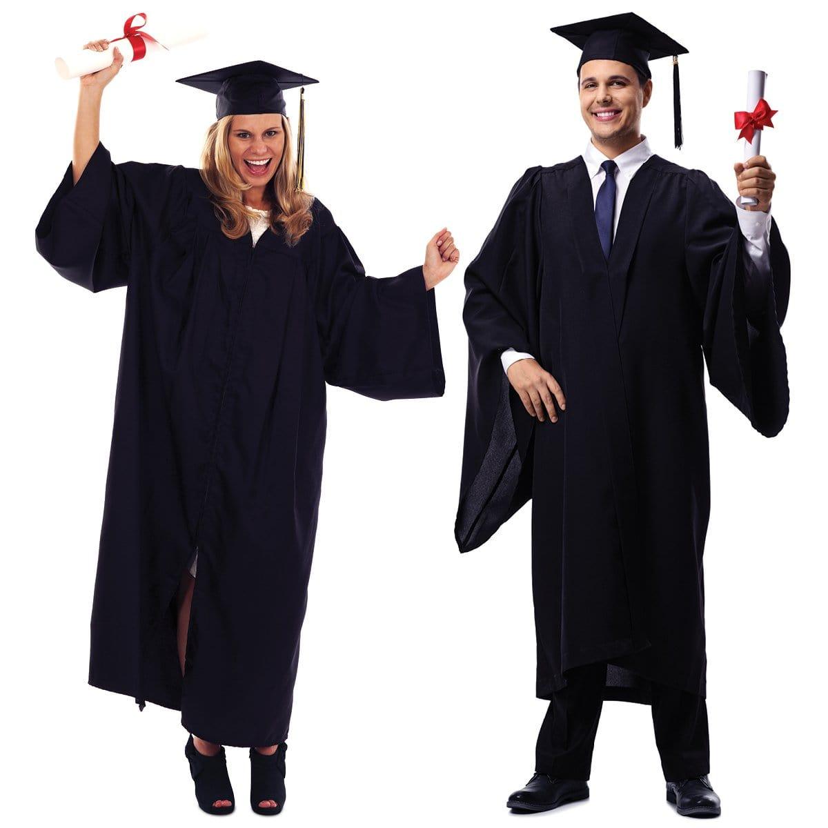 Buy Graduation Black graduation gown with hat for adults sold at Party Expert