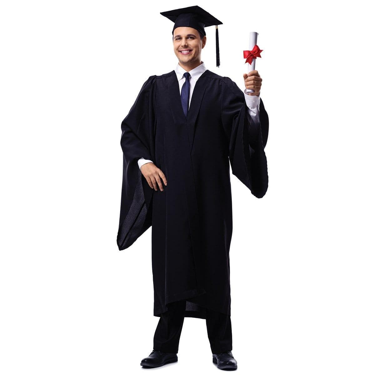 Black Graduation Gown with Hat for Adults | Party Expert Black Graduation Gown with Hat for Adults | Party Expert