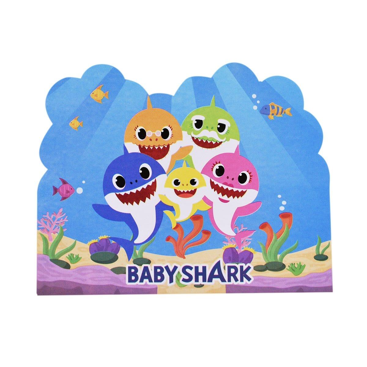 Buy Kids Birthday Baby Shark invitations, 10 per package sold at Party Expert