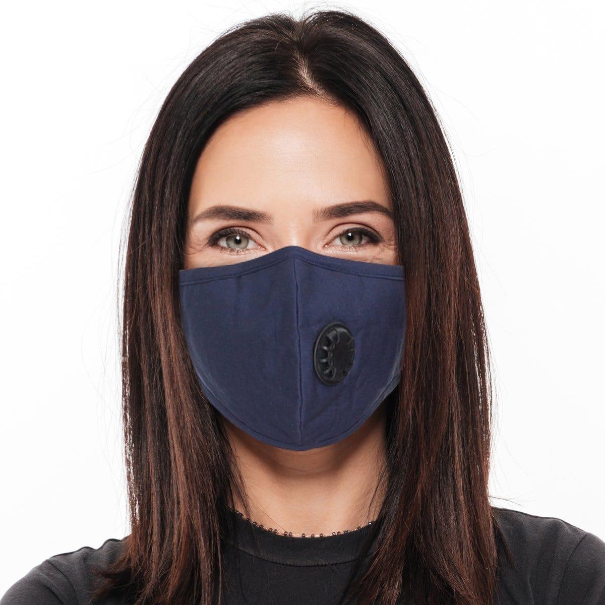 Buy Protection Equipment Navy blue washable cotton face mask with filter for adults sold at Party Expert