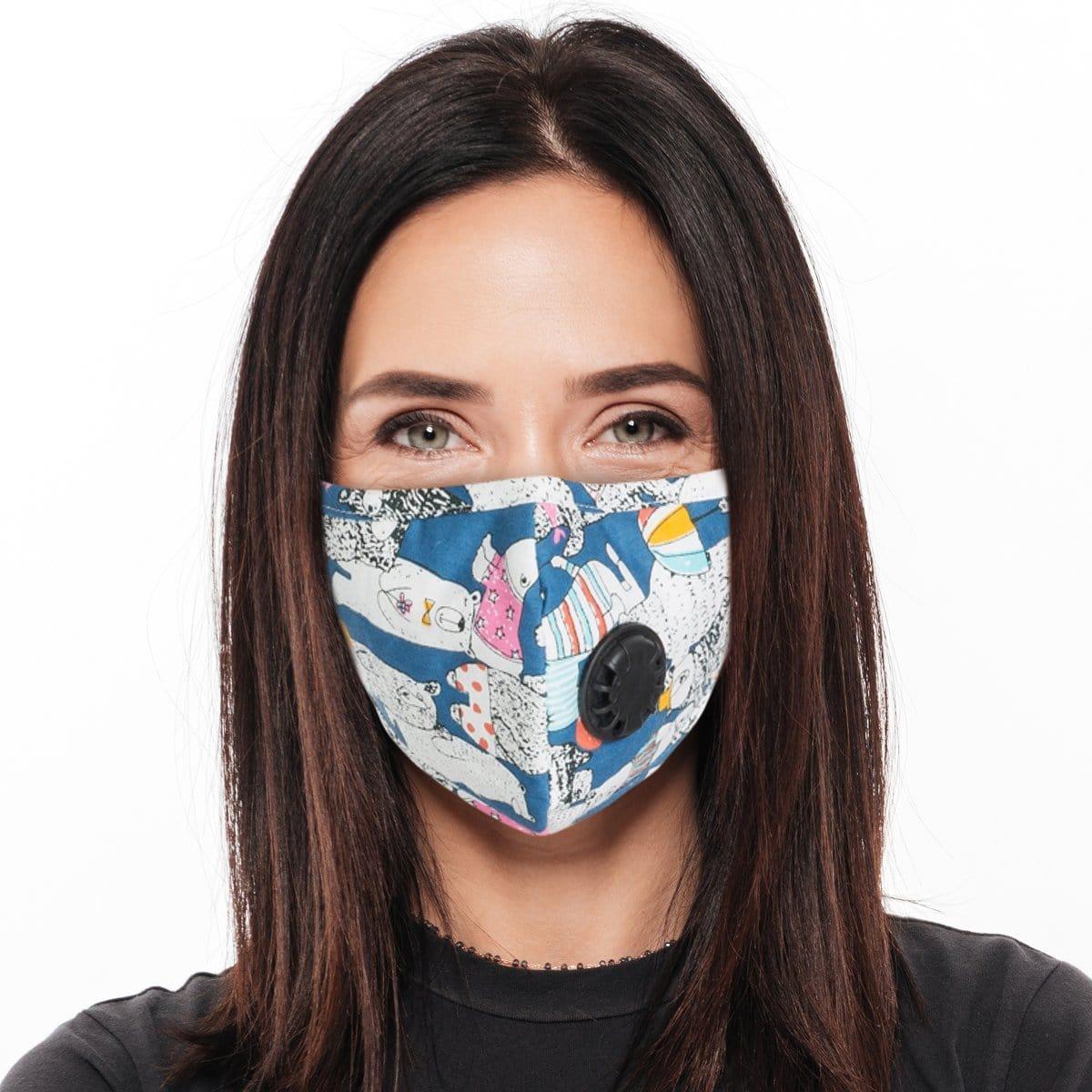 Buy Protection Equipment Washable cotton face mask with filter for Adult - Blue Print sold at Party Expert