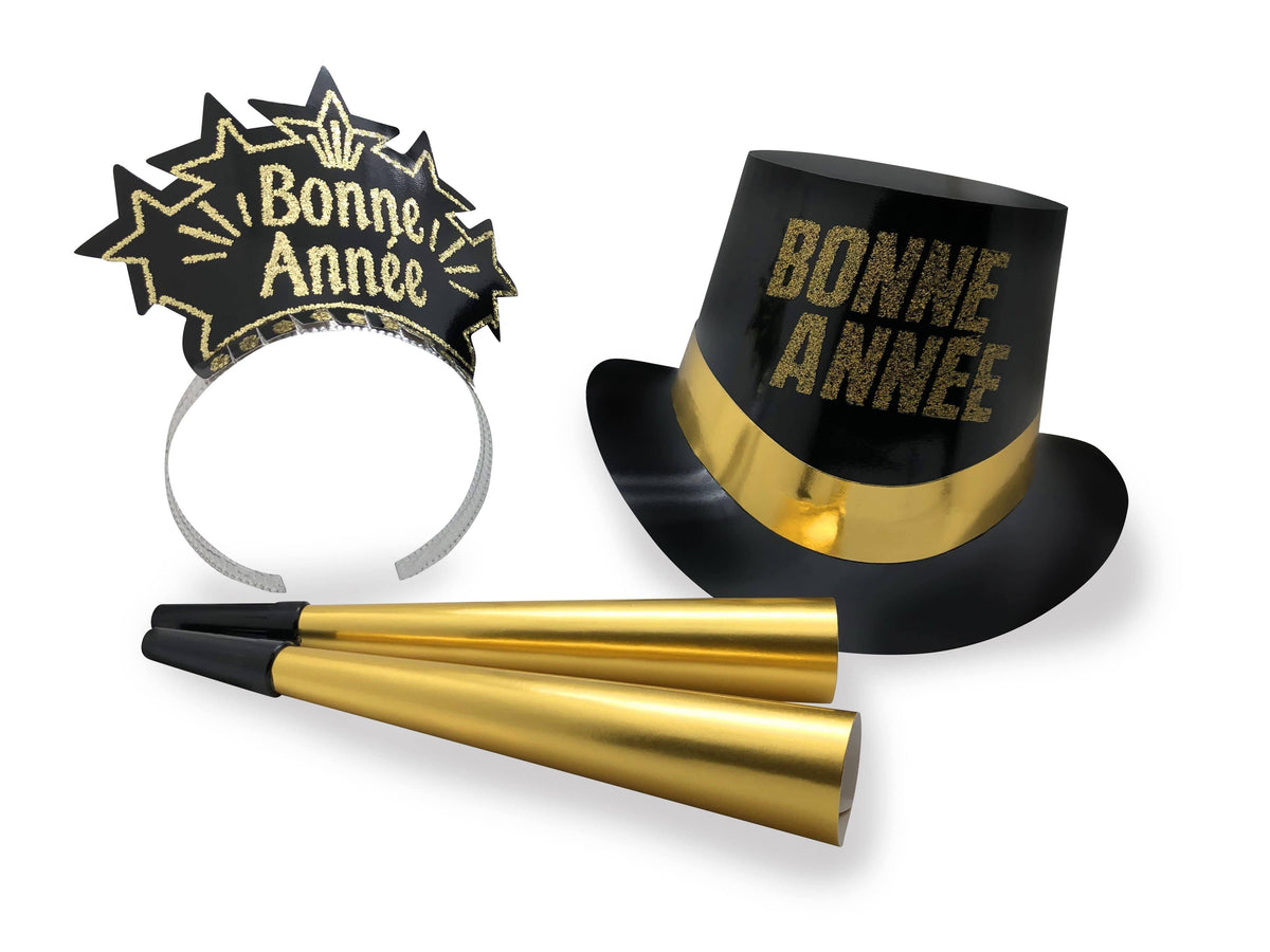 Buy New Year "Bonne Année" Gold Dust New Year French Party Kit for 10 people sold at Party Expert
