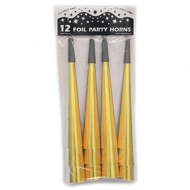 Buy New Year Foils Horns - Gold 9 In. 12/pkg. sold at Party Expert