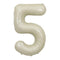 PARTYGRAM Balloons Ivory Number 5 Foil Balloon, Creamy White Matte Finish, 34 Inches 810077658291