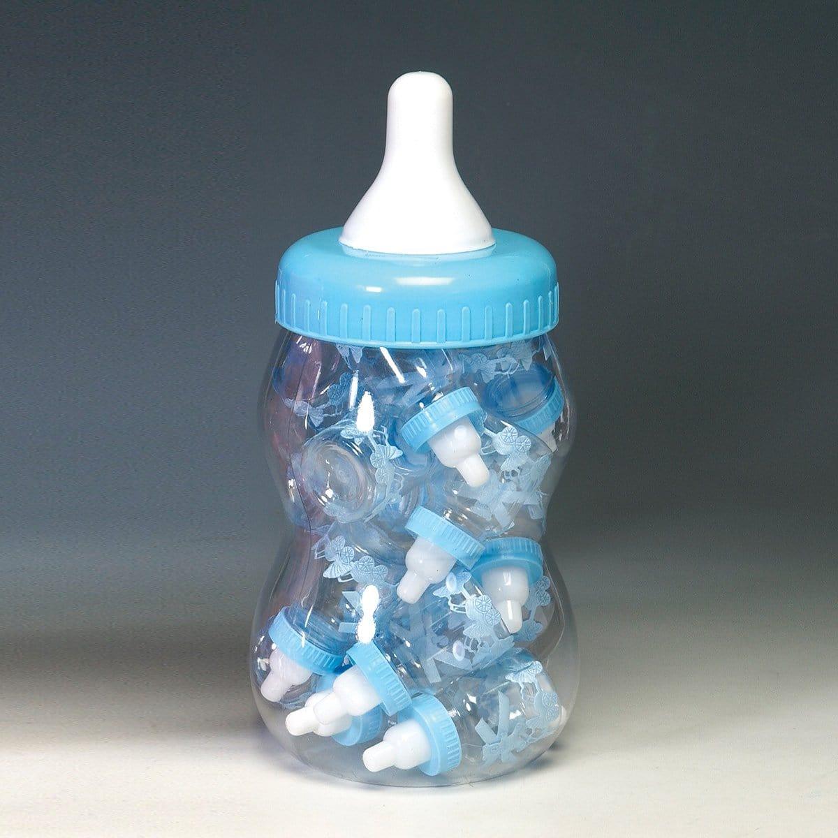 Buy Baby Shower Blue plastic baby bottle with 16 mini bottles, 13 inches sold at Party Expert