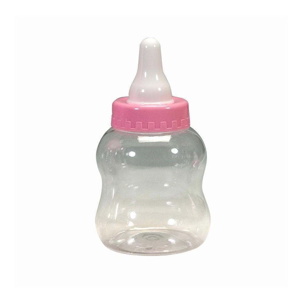 Buy Baby Shower Pink plastic baby bottle, 8.5 inches sold at Party Expert