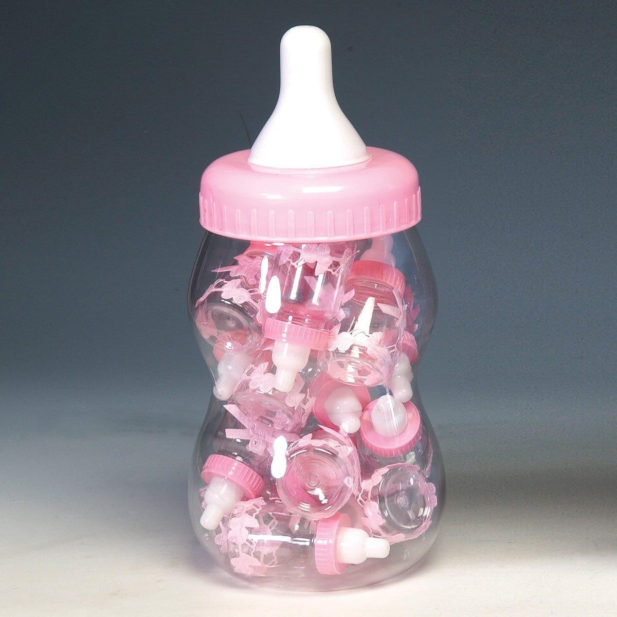 Buy Baby Shower Pink plastic baby bottle with 16 mini bottles, 13 inches sold at Party Expert