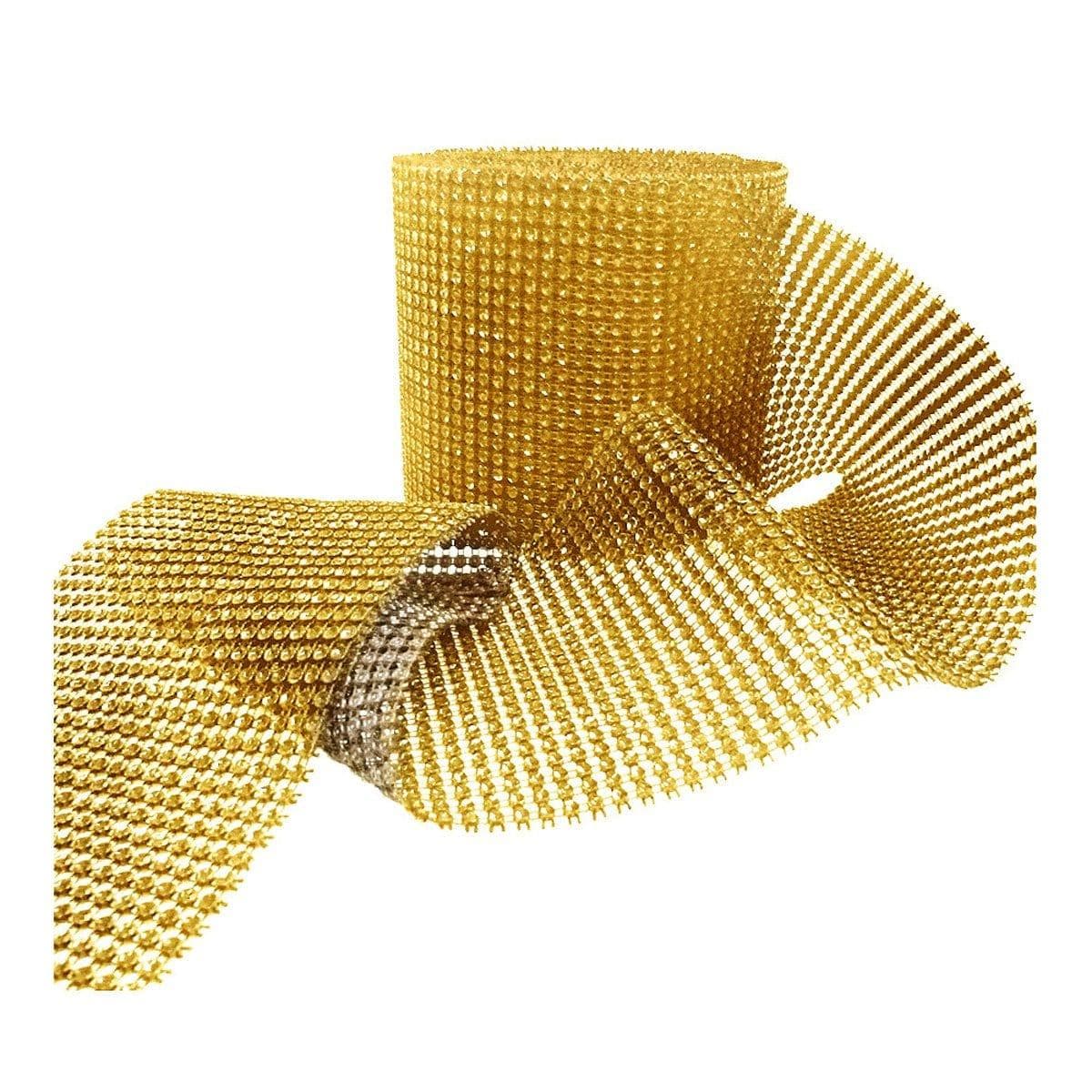 Buy Decorations Diamond Mesh Roll - Gold sold at Party Expert